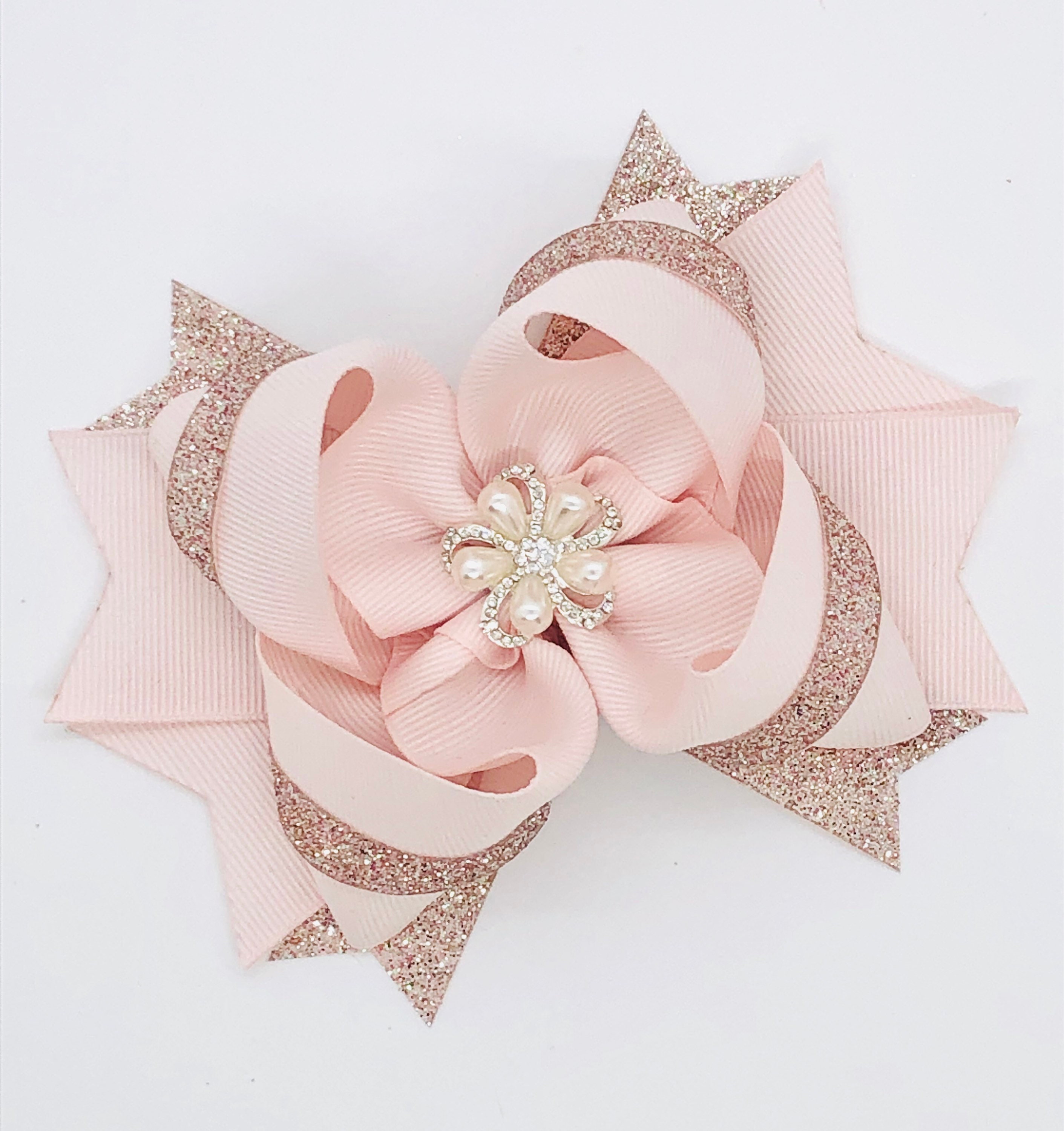 Blush hair bow blush flower girl hair bow blush first Etsy