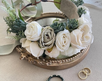 Greenery Dog Flower Collar: Ivory White Floral Wedding Wreath