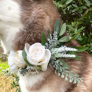 Greenery Dog flower collar, dog flower crown, greenery white ivory flower wreath, Pet Supplies, dog flower wreath, Wedding & Party