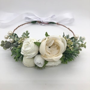 Dog flower collar, dog flower crown, white succulent flower wreath, flower crown, dog flower wreath, dog flower collar, wedding flower crown