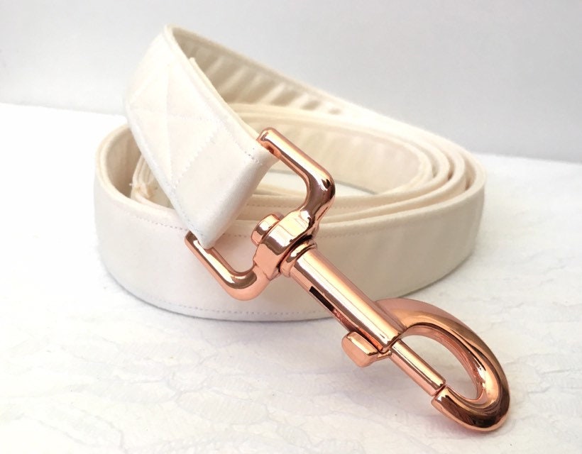Ivory Wedding dog collar and leash set with Rose Gold Etsy