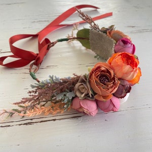 Rust terracotta dog collar wreath, rust bouquet, fall dog flower wreath, dog wedding attire, dog flower collar, dog fall flower collar