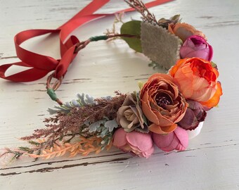 Rust Terracotta Dog Flower Collar: Boho Fall Wedding Attire