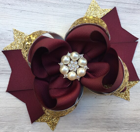 Burgundy Hair Bow Hair Bow Hairbow Wine Hair Bow Holiday Etsy