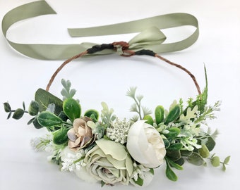 Greenery Dog flower collar, dog flower crown, greenery white ivory flower wreath, flower crown, dog flower wreath, dog flower collar