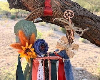 Handmade Nature Wreath, Samhain Mystical Nature Door Handle Decor, Protection Prosperity, Woodland Home Decor,  Autumn Equinox Decor