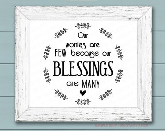 Round SVG File, Blessings Quote SVG Cut File, Round Sign Saying SVG, Rustic Wood Sign Svg File, Inspirational Quote Svg, Worries are Few Svg