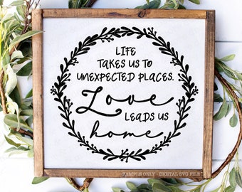 Round SVG File Saying, Round Home and Love SVG, Home Quote SVG Cut File, Love Saying Svg, Svg File for Wood Sign, Wall Decor Svg, Circle Svg