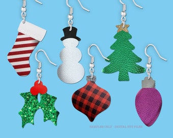 Christmas Earring SVG Bundle, Christmas Earring Templates for Cricut, Faux Leather Earring SVG, Christmas Tree Earring SVG, Christmas Svg