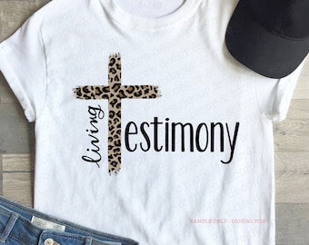 Christian Sublimation, Faith Sublimation, Leopard Brushstroke Cross, Leopard Cross PNG, Living Testimony Sublimation, Religious Sublimation
