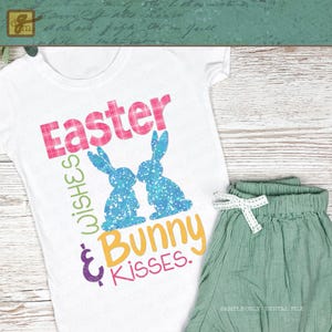 Linda sublimación de Pascua para niños, deseos de Pascua, besos de conejito, diseño de sublimación de camisa de Pascua para niños, sublimación de Pascua, Pascua de Resurrección png
