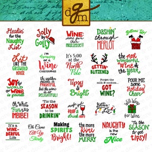 Mega Bundle di file SVG per calici da vino di Natale, 26 divertenti file SVG per etichette di calici da vino di Natale, file SVG per calici da vino, decalcomania per vino di Natale in formato SVG