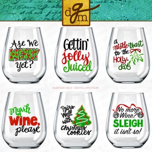 Christmas Wine Glass SVG Bundle Funny Christmas Wine Glass | Etsy