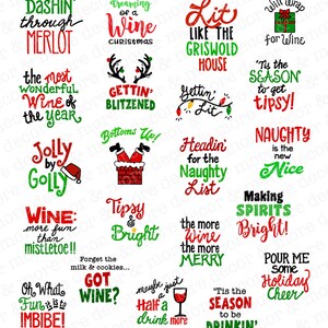 Christmas Wine Glass SVG File Mega Bundle, 26 Funny Christmas Wine Glass Label SVG Files, Wine Glass SVG File, Christmas Wine Decal Svg image 2