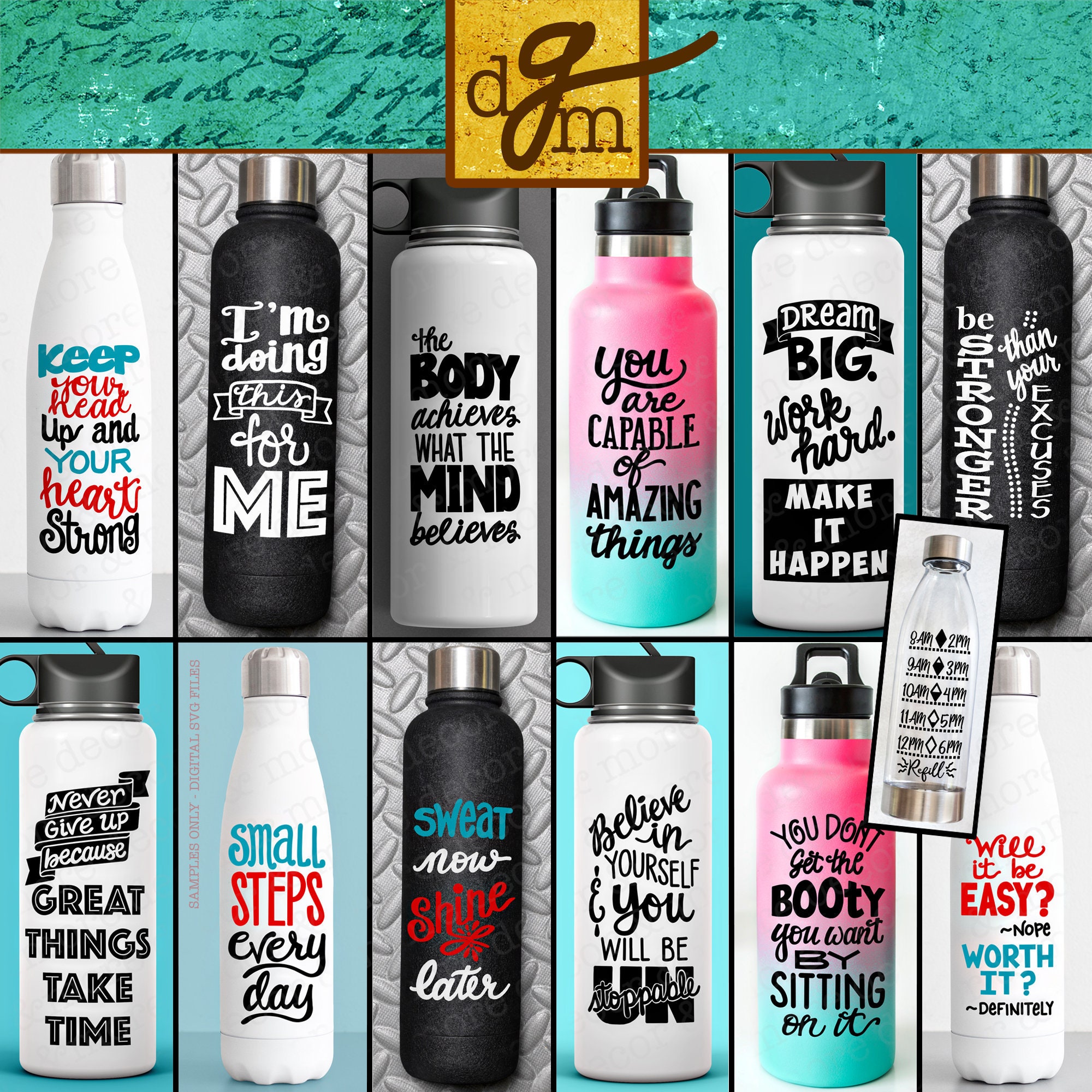 Water Bottle SVG Bundle Water Bottle Tracker SVG Water - Etsy Australia