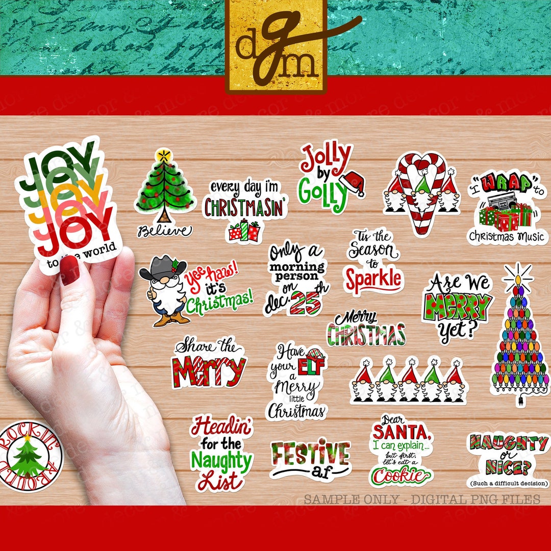 Christmas Sticker PNG Bundle Print and Cut Christmas Etsy