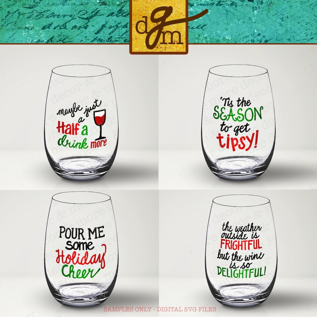 Christmas Wine Glass SVG Bundle. Funny Christmas Wine Glass SVG Files
