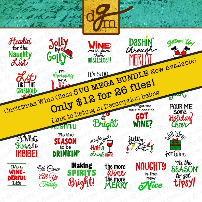 Download Christmas Wine Glasses SVG Bundle SVG Files for Cricut | Etsy