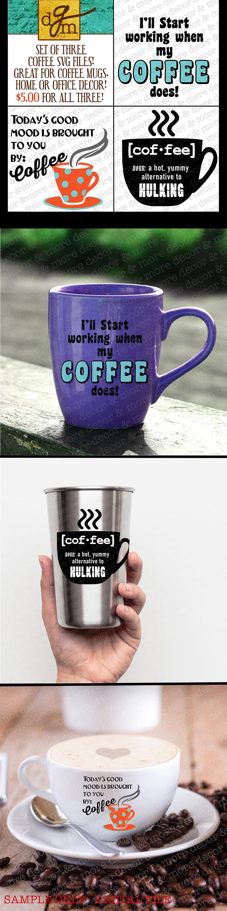 Download 3 Coffee Svg Files 3 Cute And Funny Coffee Svgs Great For Etsy