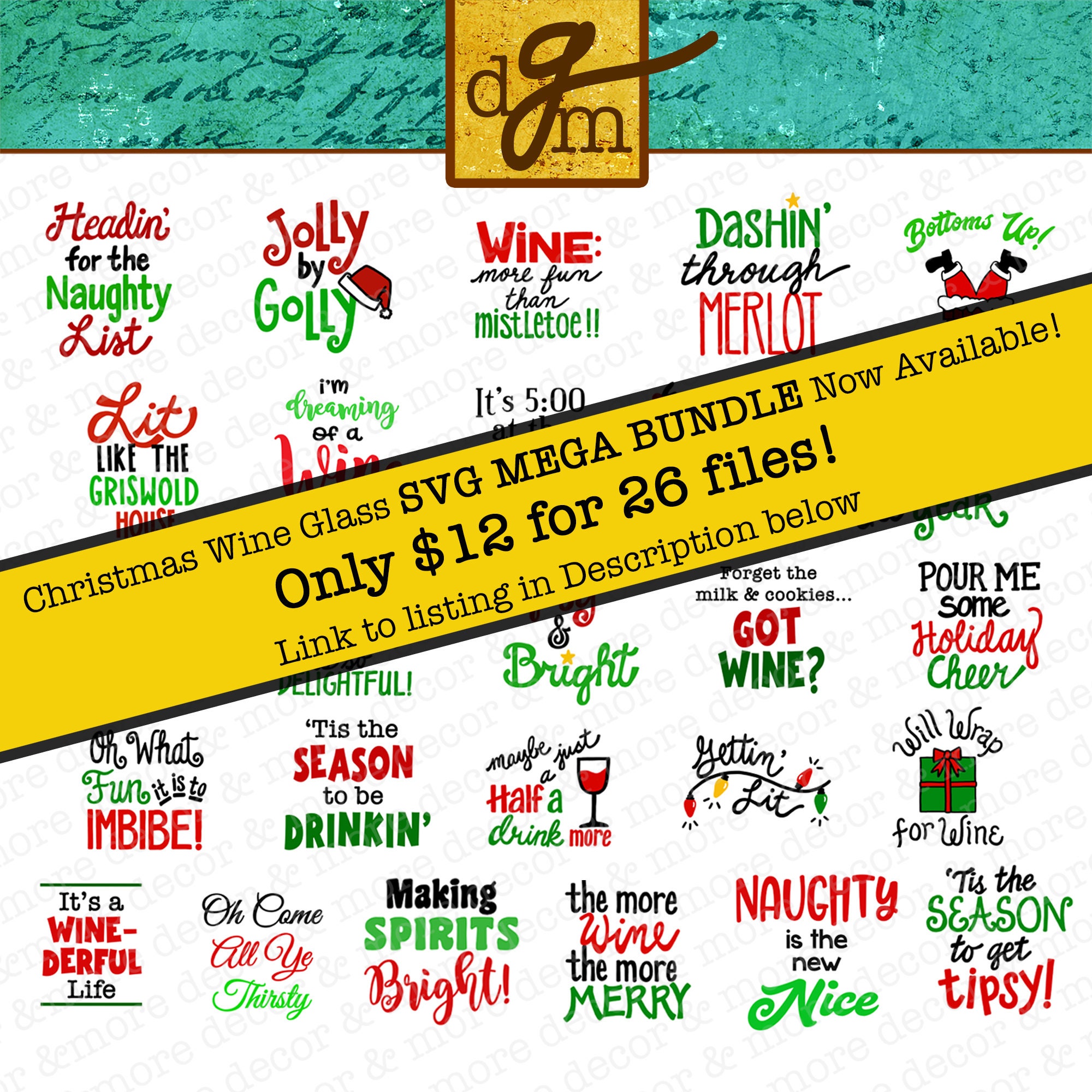 Christmas Wine Glass SVG Bundle, SVG Files for Cricut, Christmas SVG ...
