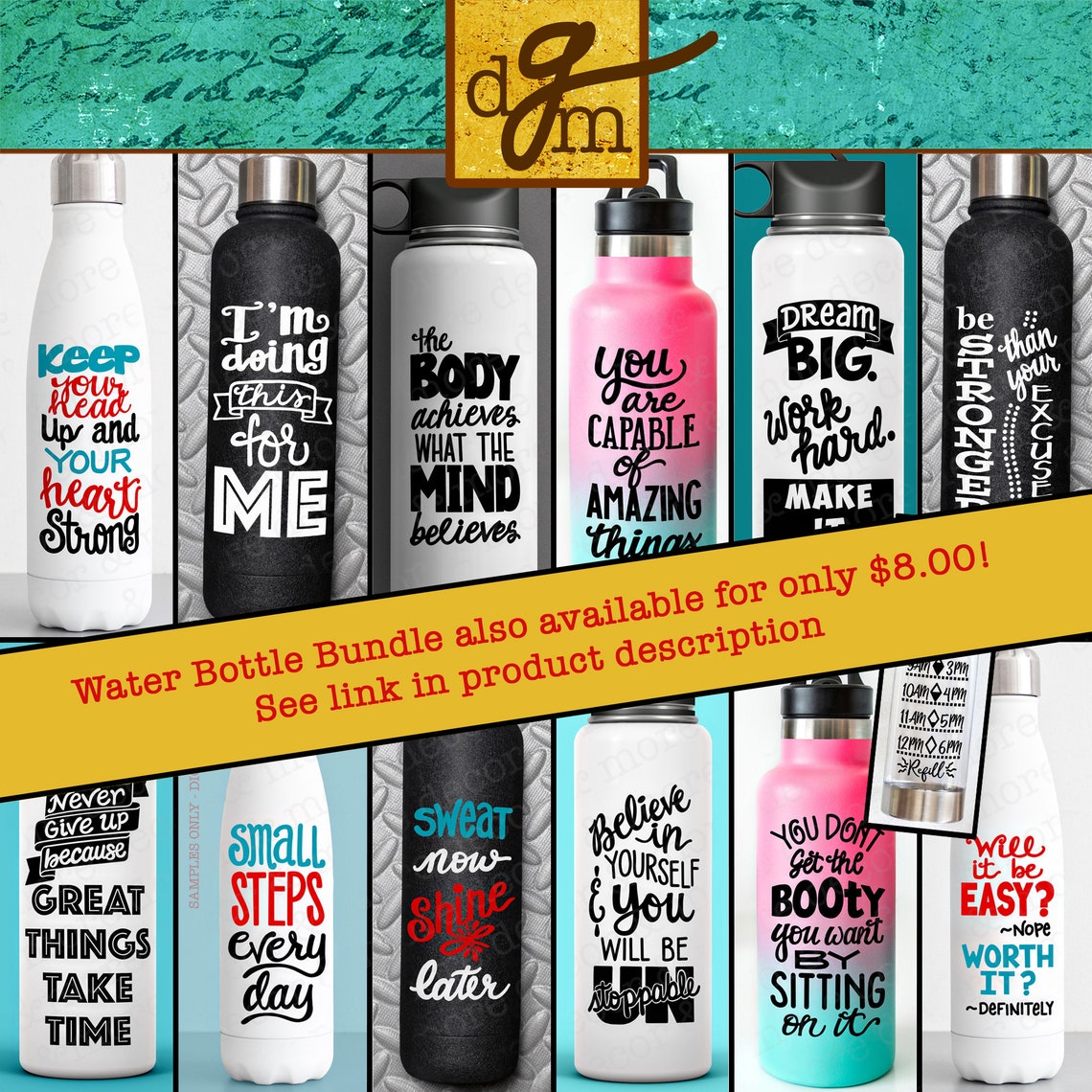Water Bottle SVG Sports Bottle SVG Motivational Saying SVG Etsy
