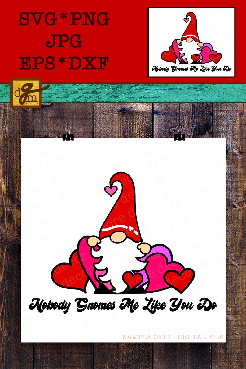 Download Valentine Gnome SVG File Gnome SVG for Valentine's Day | Etsy