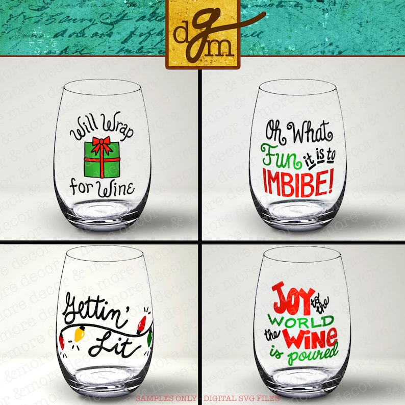 Christmas Wine Glass SVG File Mega Bundle, 26 Funny Christmas Wine Glass Label SVG Files, Wine Glass SVG File, Christmas Wine Decal Svg image 3