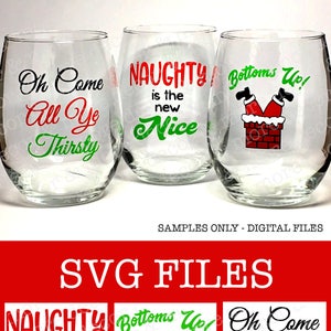 Christmas Wine Glasses SVG Bundle, SVG Files for Cricut, Christmas SVG ...