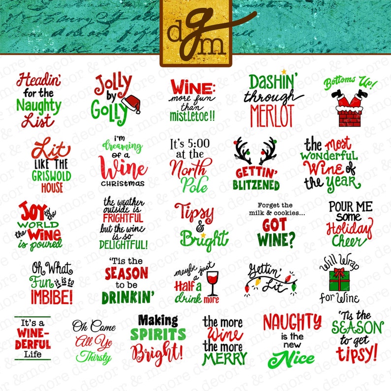 Christmas Wine Glass SVG File Mega Bundle, 26 Funny Christmas Wine Glass Label SVG Files, Wine Glass SVG File, Christmas Wine Decal Svg image 1