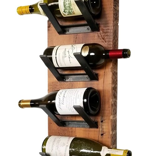 Wine Rack Christmas Gift for Mom Dad Him Her Rustic Farmhouse Holiday Alcohol Bar Gift shops Women Man. Reclaimed Wood Wine Rack Metal Brackets