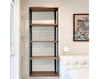 Midcentury Modern Black Walnut Shelves | Handbuilt Modular Shelving | Scandinavian Style | Dark Wood Furniture |  solid wood shelves | MCM