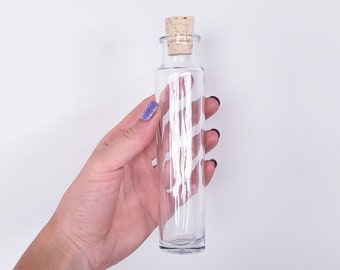 4oz Cylinder Glass Bottle with Cork: Stem Vase