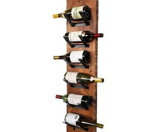 Soporte para botellas de vino de madera reciclada: Bar de pared rústico, regalo para amantes del vino
