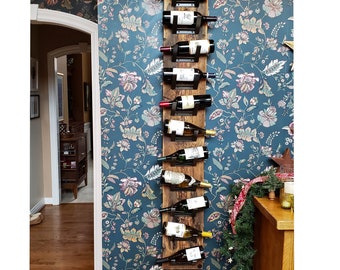 Reclaimed Wood Wall-Mount Wine Rack: Rustic Cabin Decor