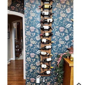 Wall mount Wine Rack Reclaimed Wood Metal Wine Rack Rustic Wine