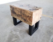 Small Bench - Narrow Bench Seat - Beam Bench -Reclaimed Wood Steel Side Table - Rustic Industrial bench. Beam Side Table. Modern wood bench