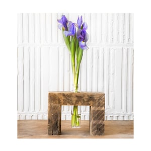 Reclaimed Wood Flower Vase: Rustic Candle Holder Centerpiece