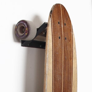 Wall Mount Long Board Rack - Hanging Wall Mount for Single Longboard - Steel Bracket  - Long-board  hanger -  Minimal Coat Rack