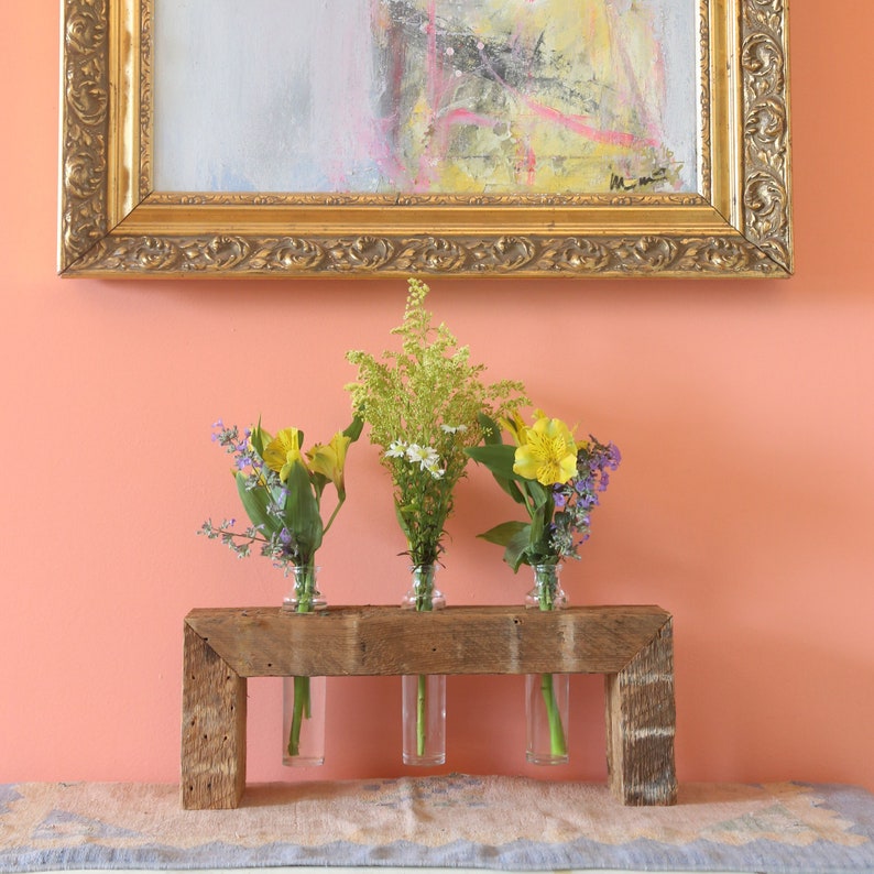Reclaimed Wood Bud Vase Stand – Bohemian Home Decor bild 4