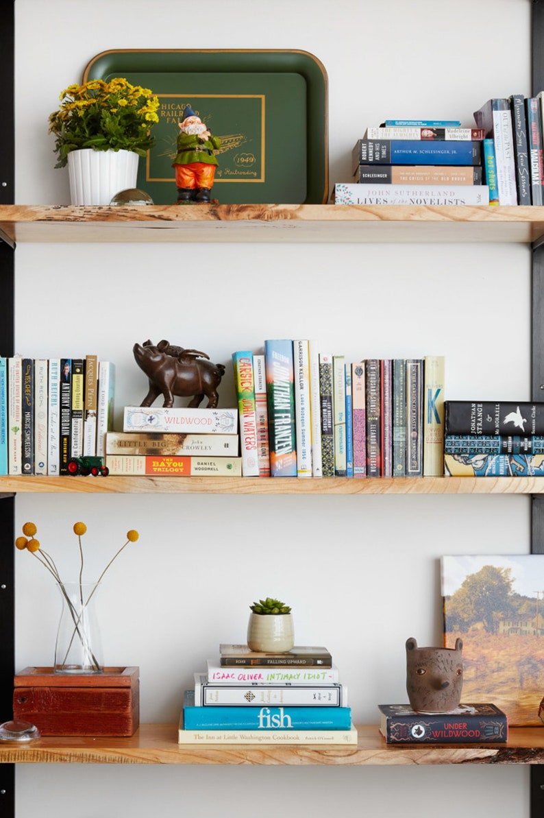 Custom Wall Shelves Large Wall Mounted Shelving Unit Wood and Steel