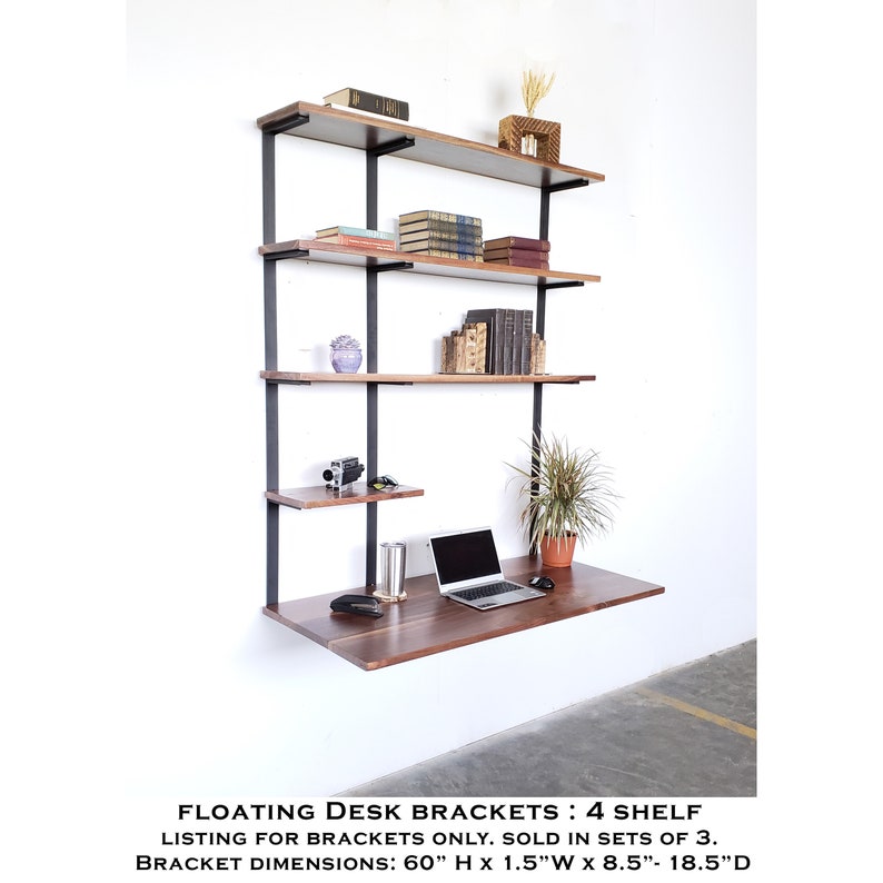 Floating Desk Brackets Wall Mount Desk Bracket Metal Shelf Etsy