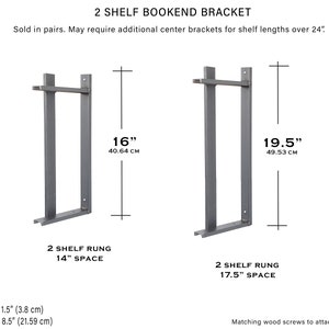 Bookshelf Brackets w/ Bookend , Heavy Duty Open Shelving, Floating Shelf Brackets, Custom wall Shelves, Modern Farmhouse iron shelf-bracket image 7