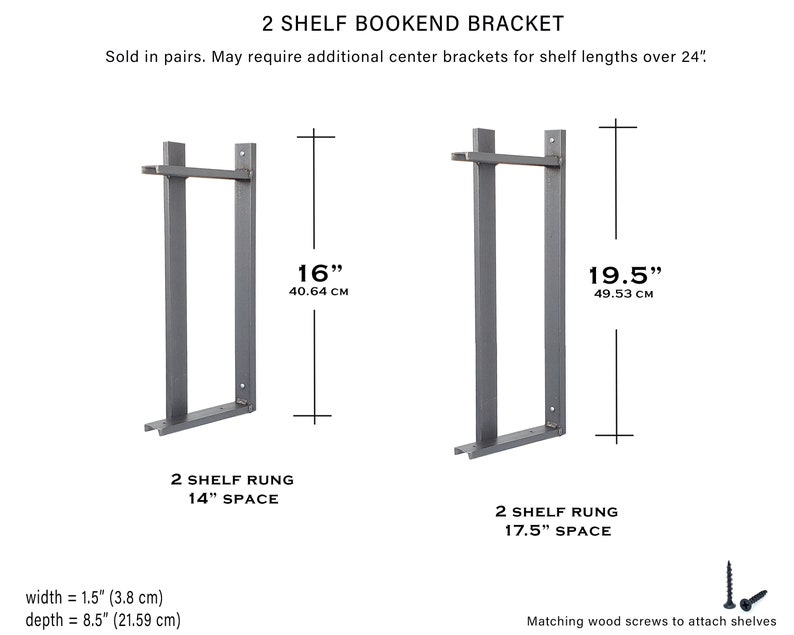 Bookshelf Brackets w/ Bookend , Heavy Duty Open Shelving, Floating Shelf Brackets, Custom wall Shelves, Modern Farmhouse iron shelf-bracket image 7