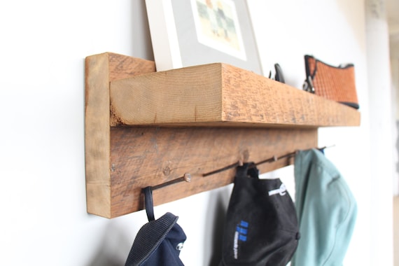 Rustic Wooden Towel Rack Entryway Walnut Coat Rack Rustic 