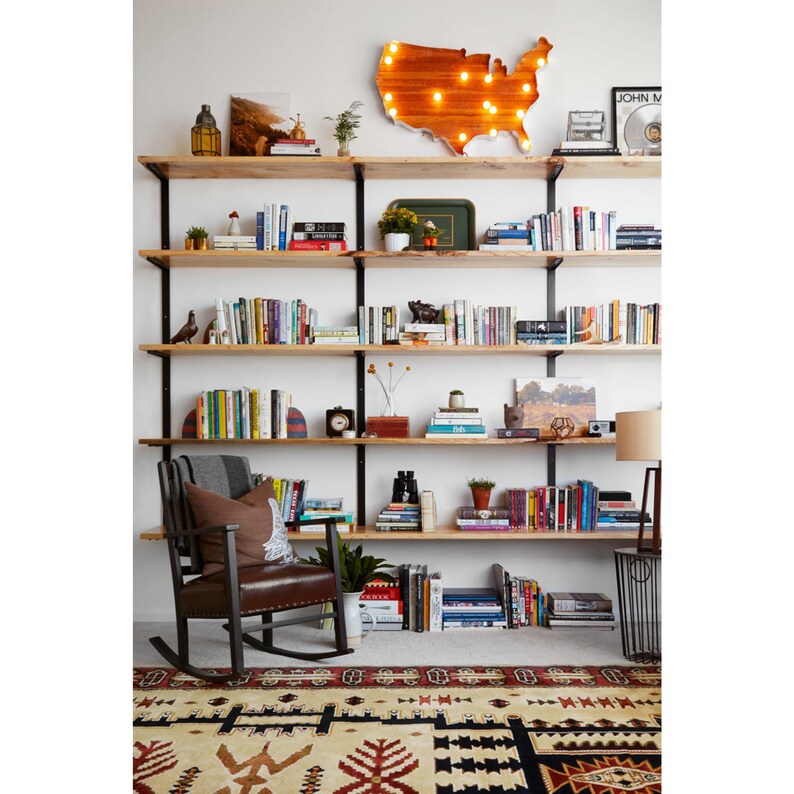 Large Wall Mounted Shelving Unit Modern Wood Image 0