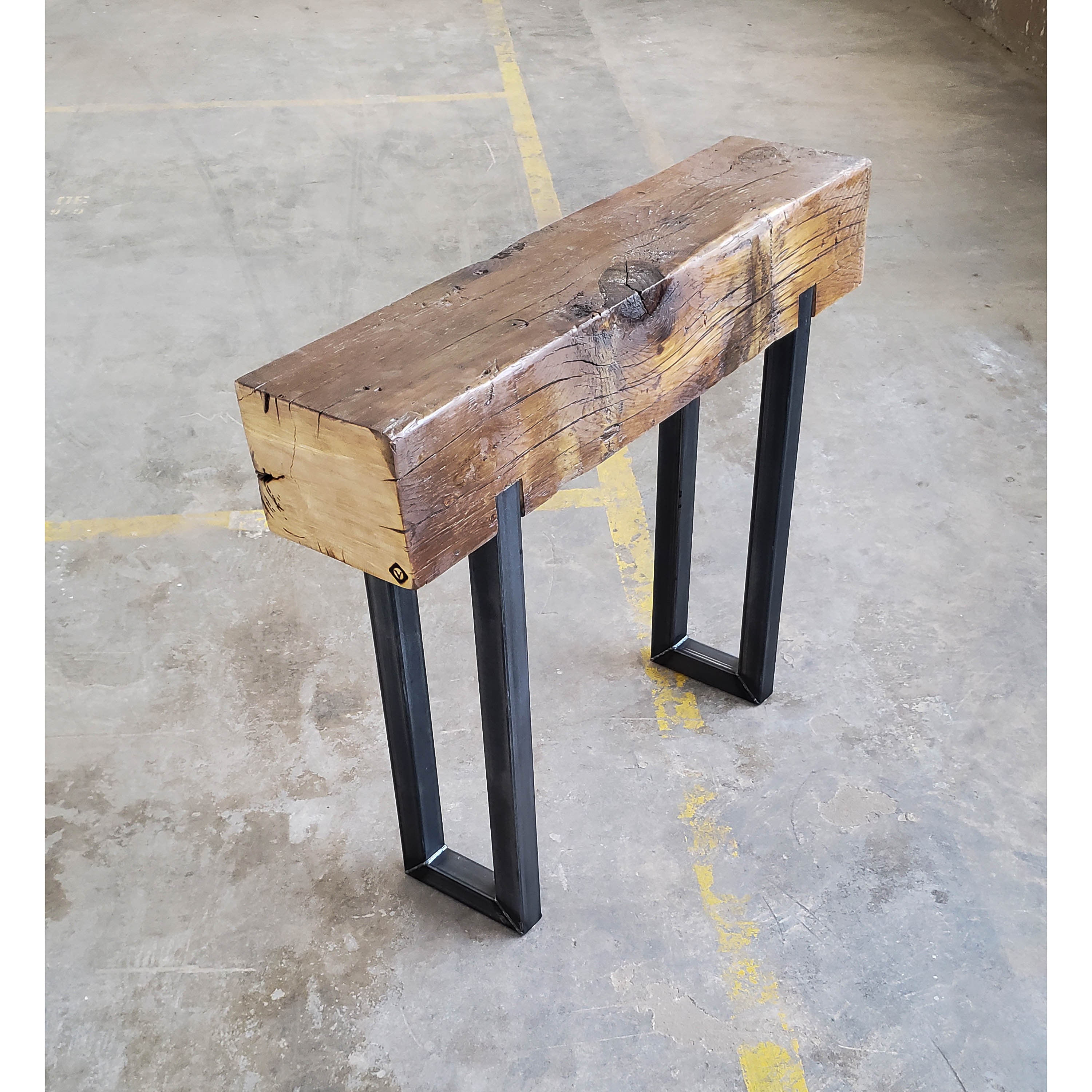 Industrial Console Table with Steel Legs Narrow Reclaimed Etsy