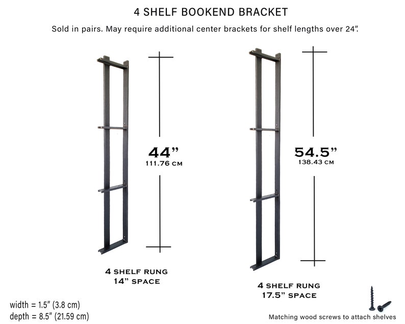 Bookshelf Brackets w/ Bookend , Heavy Duty Open Shelving, Floating Shelf Brackets, Custom wall Shelves, Modern Farmhouse iron shelf-bracket image 9