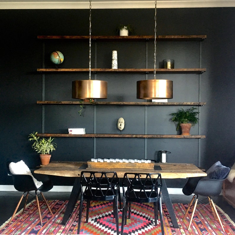 Large Wall Mounted Shelving Unit 5 Shelf Modern Wall Etsy