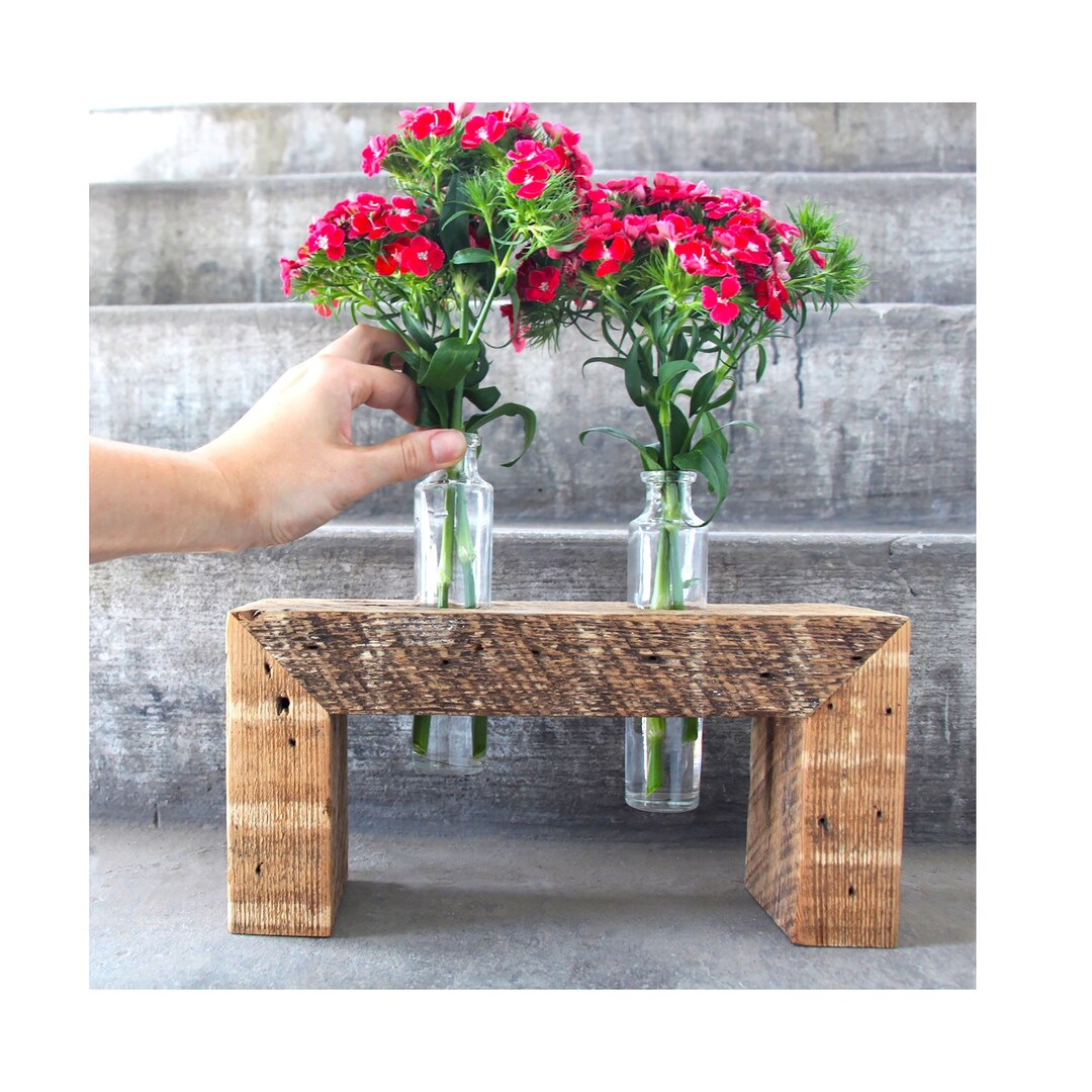 Funky Home Decor Funky Vase Unique Gift Reclaimed Wood Stand for Vase