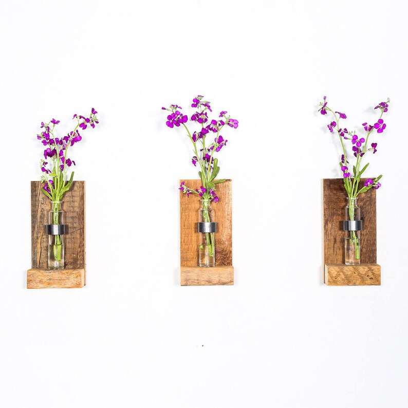 Rustic Wall Sconce. Wood Flower Sconce. Wall Vase. Rustic Wall Etsy